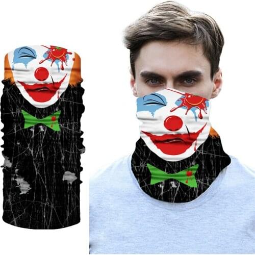 Promotional Fashion Seamless 3D Joker Face Bandana Clown Neck Gaiter Motorcycle Hair Band Multifunctional Mask Mascarillas