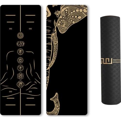 Luxury Black Gold Yoga Mat 6mm TPE Body Building Fitness Exercise Workout Mattres Non-slip Yoga Blanket Yoga Mats