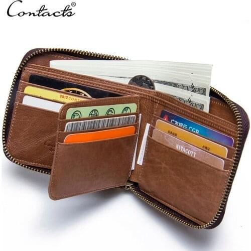 Hot Sale Luxury Genuine Leather Wallet Fashion Short Bifold Multi-Functional Men Zipper Wallet With Multi ID Card Holder Purse