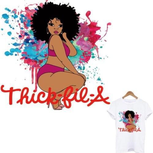 Sex Black Lady Thermo Heat Transfer Stickers DIY A-Level Washable Women T-Shirt Iron On Patches For Clothes African Girl Decor
