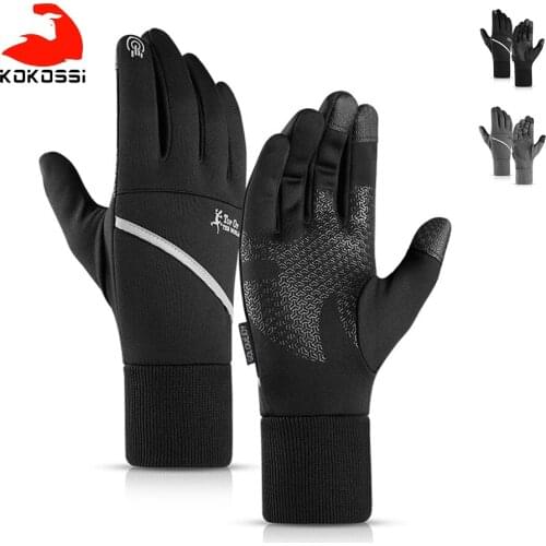 KoKossi Add Wool Ski Gloves With Pockets Three Finger Touch Screen Men Women Windproof Rainproof Waterproof Snowboard Gloves