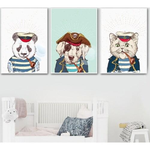 Nordic Modern Pirate Bear Picture Poster Printing Canvas Painting Restaurant Home Baby Room Painting Wall Art Decoration