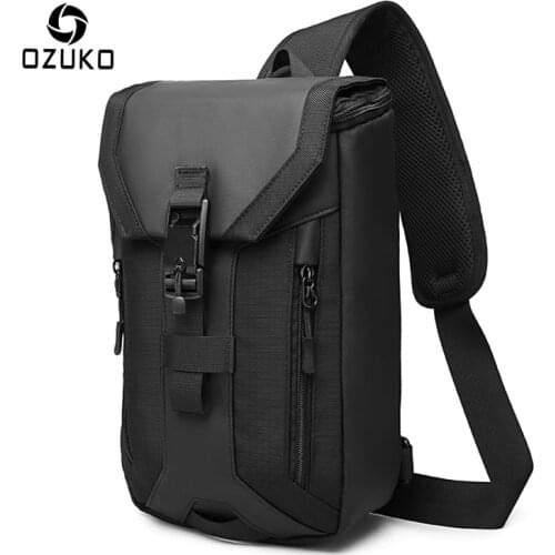 OZUKO Fashion Men Chest Bag Multi-layer Crossbody Bags Waterproof Male Sling Messenger Bag for Teenagers Mens Outdoor Chest Pack