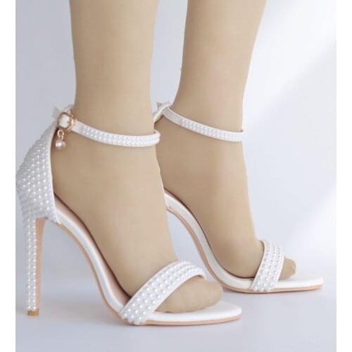Bride Wedding Fashion Shoes For Woman Ankle Strap FULL PARTY Shoes Open High Heels Pumps Female sandals