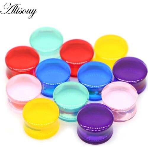 Alisouy 2Pcs Saddle Plugs Tunnels Transparent Acrylic Ear Flesh Tunnel Plug Gauges 8-30mm Expander Stretcher Piercing Jewelry