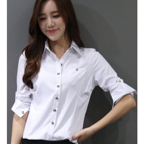 My NewIn Female Elegant Long Sleeve Black White Blouse Shirt Women Casual Streetwear Shirt Tops Button Shirt 2018
