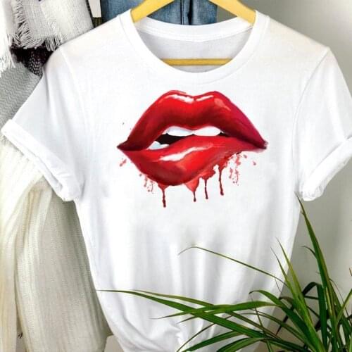 Women Clothes Casual Sexy Ladies Leopard Lip Watercolor Fashion Short Sleeve Summer Print Tshirt Female Tee Top Graphic T-shirt