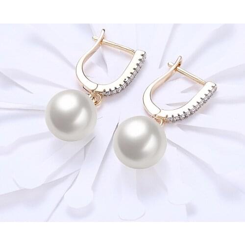 Pearl Zircon Earrings High Quality Silver Plated Drop Earrings For Women Korean Sweet Earing Jewelry Gold Color Earring D198