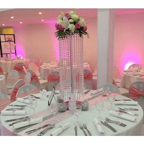 10PCS 23.6 Inches Tall Wedding Flower Chandeliers Flower Stand with Acrylic Bead Pendants for Wedding Table Centerpiece