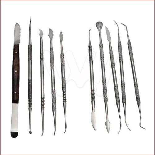 10 PCS Dental Lab Equipment Wax Carving Tool Set Surgical Dentist Knife Tool Kit