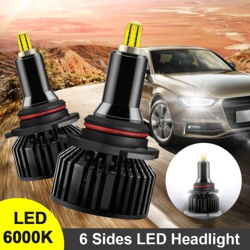 2Pcs H7 18000LM HB3 9005 HB4 H11 9012 HIR2 LED Headlight Bulb 6 Sides 60W 6000K White Canbus 360 degree Auto Lamp Accessories