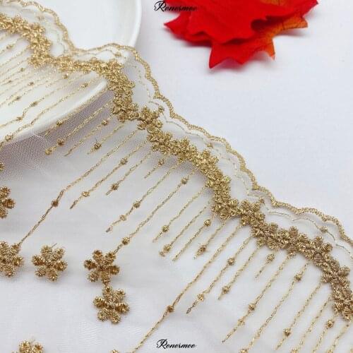 20Yards Mesh Embroidery Gold Thread Lace Wedding Accessories Trims Jewelry Handmade DIY Gold Fine Polyester Factory sales 23cm