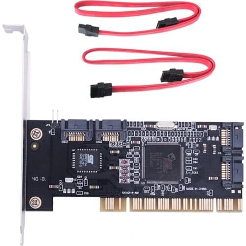 4 Ports PCI SATA Raid Controller Internal Expansion Card with Two Sata Cables, for Desktop PC,Support SATA Hard Drive
