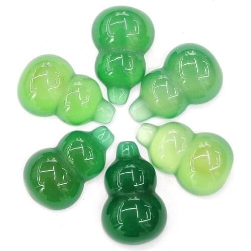 5pcs Natural Stone Gourd-shaped Green Agate Ring Surface Used for DIY Handmade Necklace Bracelet Fashion Jewelry Accessories