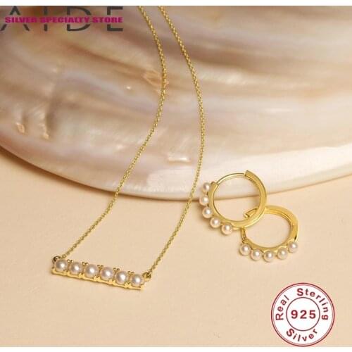 AIDE Pearl Gold Clavicle Chain 925 Sterling Silver Necklace For Women 2020 Fine Jewelry Choker Necklace Collares Bijoux Collars