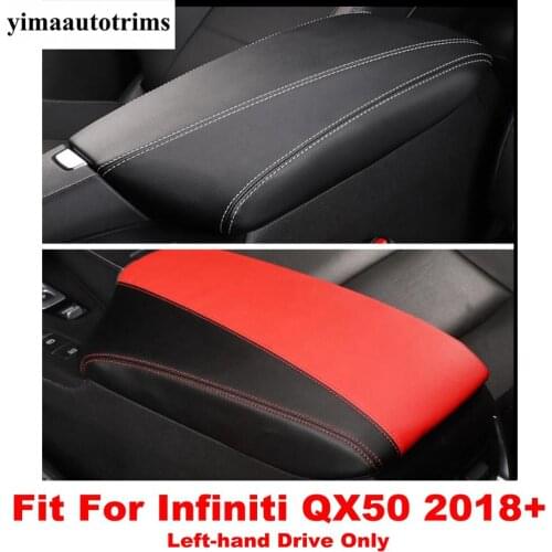 Accessories For Infiniti QX50 2018 - 2021 Armrest Storage Container Box Cover PU Leather Holster Protective Pad Mat Cover Trim