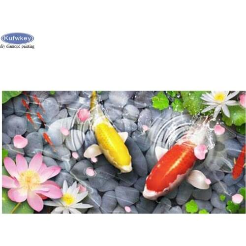 Diamond Embroidery koi Fish Lotus Diy Diamond Painting 3d Full Square round drill diamond mosaic picture pastes Needlework craft