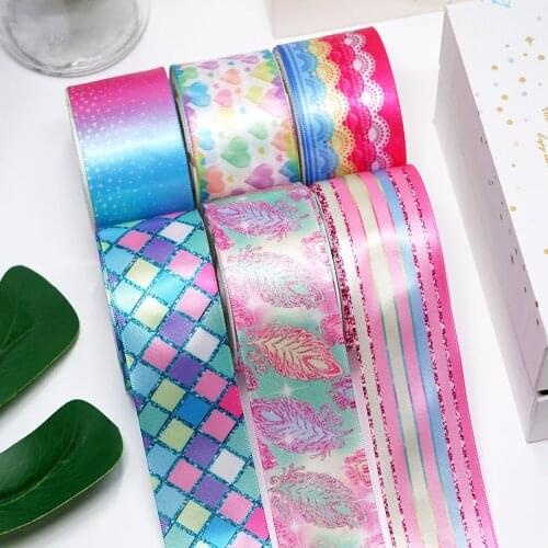 DIY Cartoon Stripe Printed Satin Ribbon For Craft Supplies Sewing Accessories 5 Yards. 45755