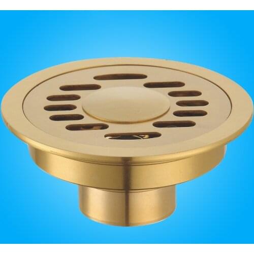 Free shipping 10 CM Brass Round Floor Drain Cover Shower Waste Drainer Grate Floor Drain Gold