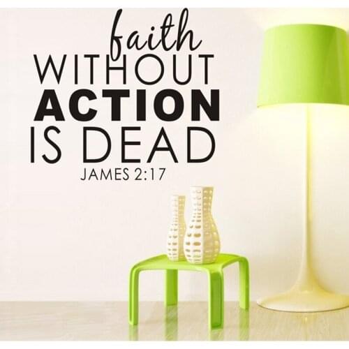 Bible verses "faith without action is dead.."Vinyl Religious wall quotes decals stickers free shipping