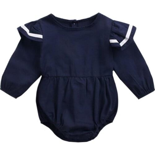 Newborn Baby Boy Girl Bodysuit Solid color Clothing Cotton long Sleeve Bodysuit Ruffle Cute Princess New born Outfits