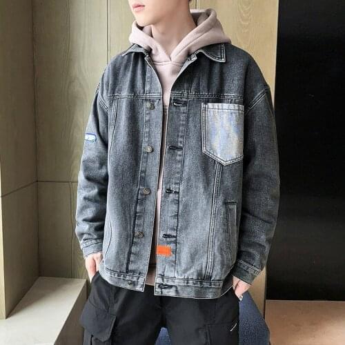 Denim Jacket Mens Spring Autumn New Style Patchwork Outerwear Trendy Handsome Tooling Men jackets Coats Daily Casual Tops