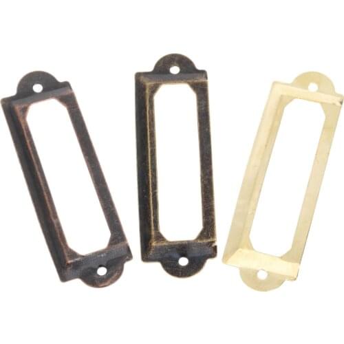 12pcs Vintage Metal Label 62x18mm File Name Card Holder For Furniture Cabinet Drawer Box Case