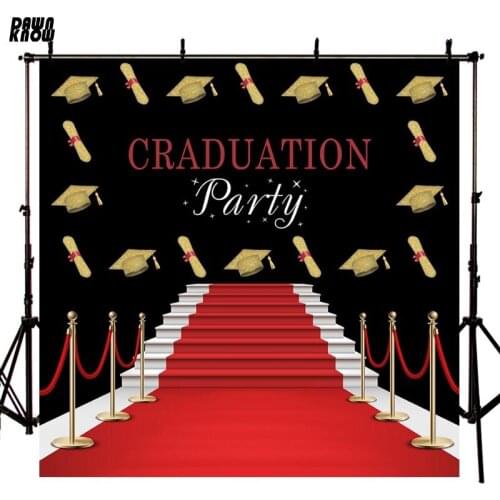 DAWNKNOW Graduation Party Photography Background Red Rug Photocall Personal Photo Shoot Backdrop Customize lv2544