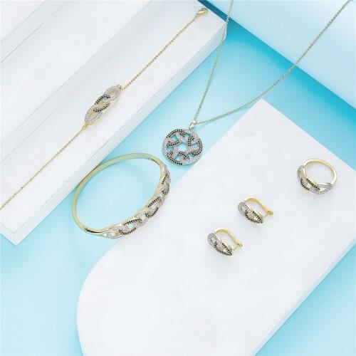 2021 May jewelry set gold color necklace earrings Ring for women brida jewelry set Morocco gold color jewelry set