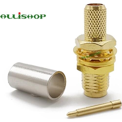 RP SMA Connector Jack Female Crimp For RG58 RG142 RG400 LMR195 Cable Wire Connector RP SMA Female Jack Plug RF Connector Adapter