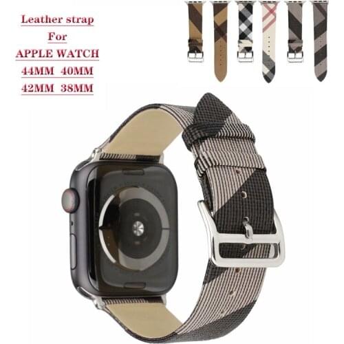 2020 Plaid Pattern Leather Bracelet Strap for Apple Watch 5 4 44/42MM Replacement Wristband Belt for iWatch Series 3 2 1 40/38MM