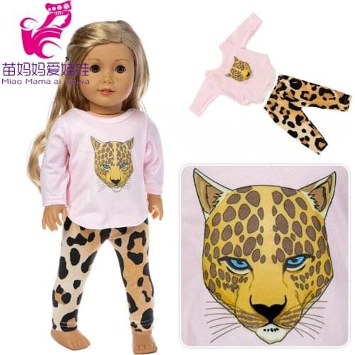 17 inch reborn baby doll Leopard pattern doll clothes 18 inch doll outfit soft shirt and trousers