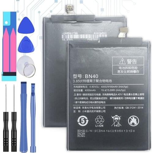 3.85V 4100mAh BN40 Lithium for Redmi4 Pro Mobile Phone Replacement Battery BN 40 BN-40 Battery For Xiaomi Redmi 4 Pro 4Pro