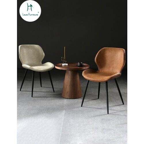 Louis fashion Scandinavian backrest industrial wind light luxurious dining chair leather chair desk contracted dining stool