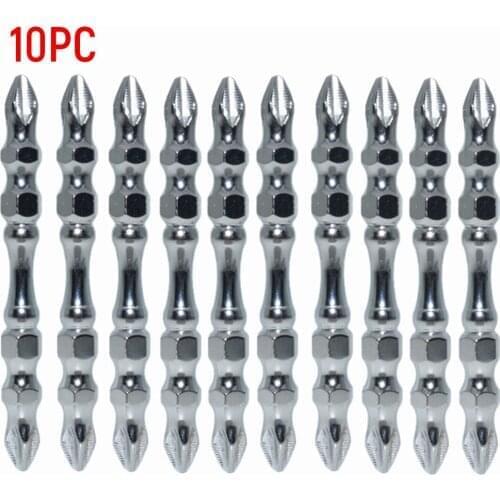 PH2 Magnetic Bits 65mm Phillips Double Head Screwdriver Bit Set 1/4'' Hex Shank Electric Screw Driver