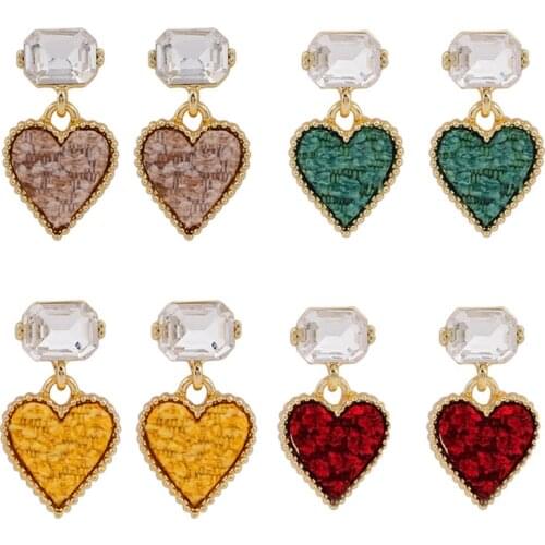 Sweet Heart Drop Earrings for Girls Cute Small Korean Earrings Crystal Pendientes Jewelry Charms Aretes Earrings for Women 2020