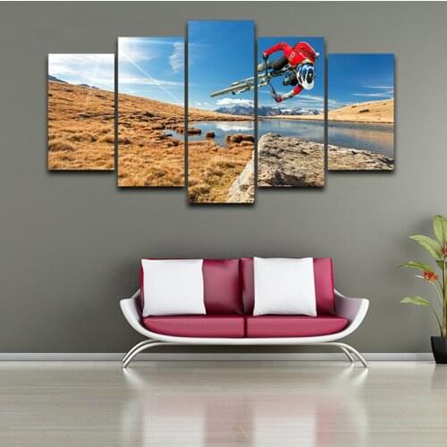 Modular Wall Art Pictures Canvas HD Printed Painting Framed 5 Panel Extreme Sports Mountain Bike Poster Modern Home Decor