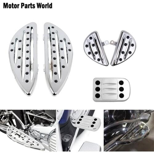 Motorcycle Chrome CNC Driver Floorboard+Passenger Footboard+Brake Pedal Pad Set For Harley Touring Street Road Glide Softail