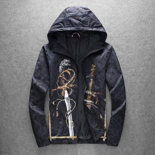Mens Great Designer Brand High Quality Men Hooded Sword Mans Jacket with Hat Outerwear Coat 4XL 5XL 2557