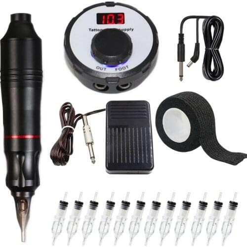 Tattoo Kits Cartridge Tattoo Machine Pen Kit Rotary Tattoo Pen Cartridge Tattoo Needles Power Supply for Tattoo Supplies Artist