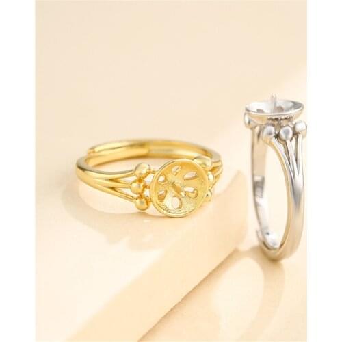 Ring Setting for 8mm-10mm Round Beads or Pearls Gold Plated 925 Silver Ring Blank Adjustable Ring Base SR0109