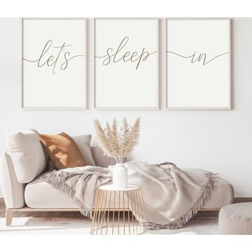 Boho Beige Bedroom Lets Sleep in Patience Wall Art Posters Prints Minimalsit Letter Canvas Paintings for Living Room Home Decor