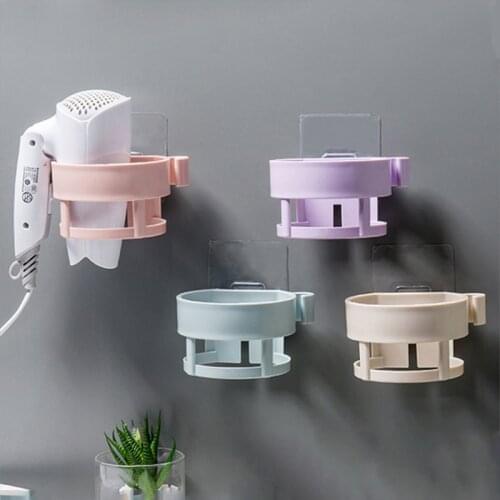 6 Colors Wall Mounted Hair Dryer Holder Storage Toilet Hair Dryer Rack Home Bathroom Storage Wall Hanging Holder Rack Organizer