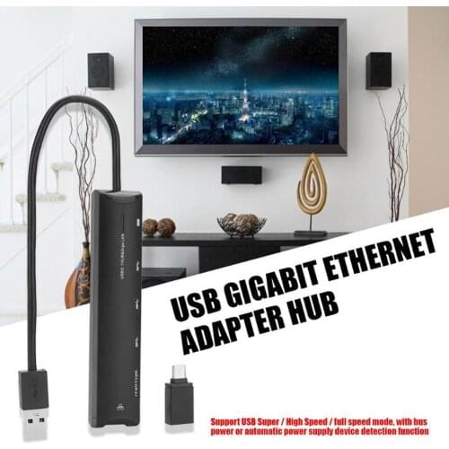 Newest USB 3.1 to 10/100/1000 Gigabit Ethernet Internet Adapter 3-Port with USB to Type-C Adapter
