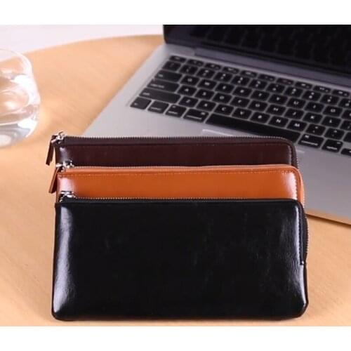 New Mens Wallet Simple Solid Color Purse Leather Mobile Phone Pack Case Casual Ultra-thin Money Poutch Long Soft Card Holder
