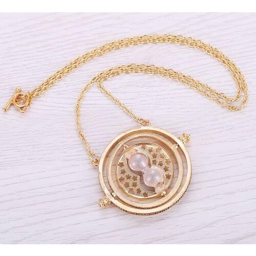 Wholesale 20pcs Pendants Time Turner Necklace Hermione Granger Rotating Spins Hourglass Necklaces Gift