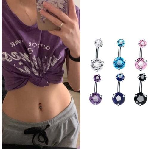 Fashion Sexy New Zircon Navel Nails Anti-allergic Human Perforated Stainless Steel Navel Buckle Perforated Jewelry