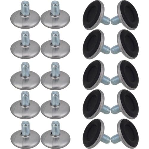 30MM Round Base M8 x 15mm ThreadAdjustable Furniture Levelling Feet Table Leg Pad Black Pack of 20