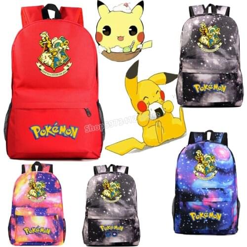 Anime Cartoon Printed Backpack Pokemon Pikachu Cute Rucksack Youth Student School Bag Men and Women Casual Knapsack Unsex Gift