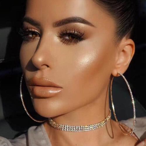 Fashion womens Round Earrings Rhinestone big ring earrings shiny crystal exquisite temperament Earrings girl party jewelry gift